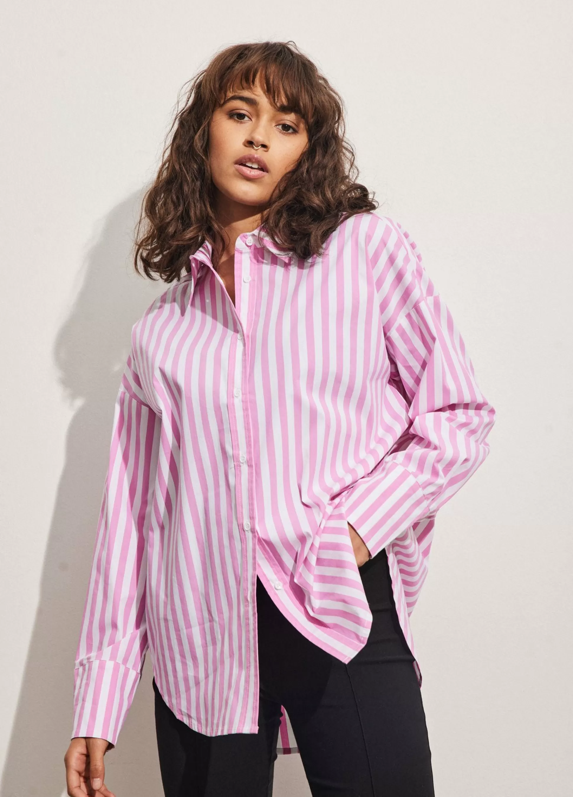 Coster Copenhagen Cc Heart Harper Oversized Shirt W. Stripes Pink Stripes Cheap