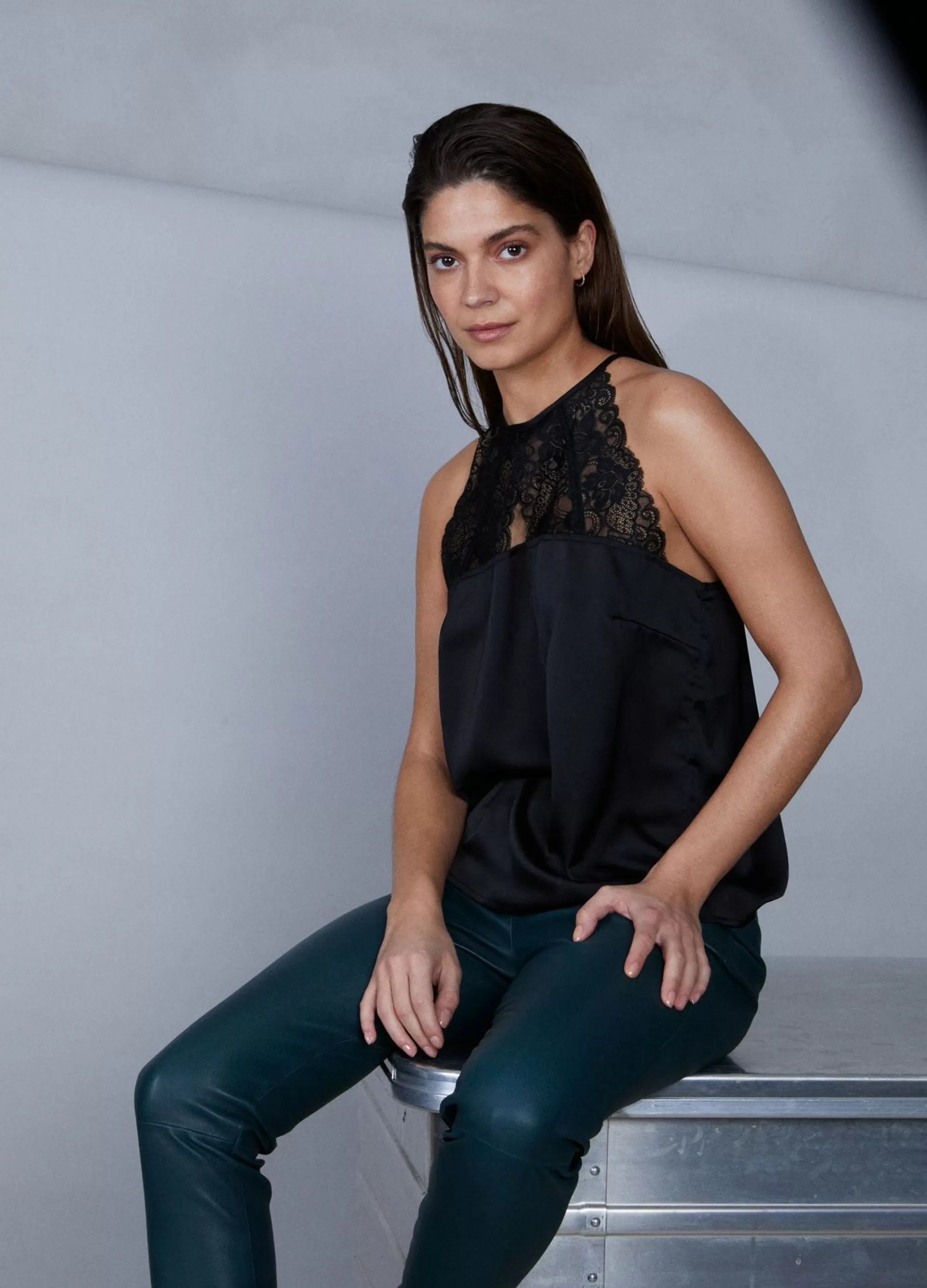 Coster Copenhagen Cc Heart Leather Leggings In Ankle Length Dark Green Store