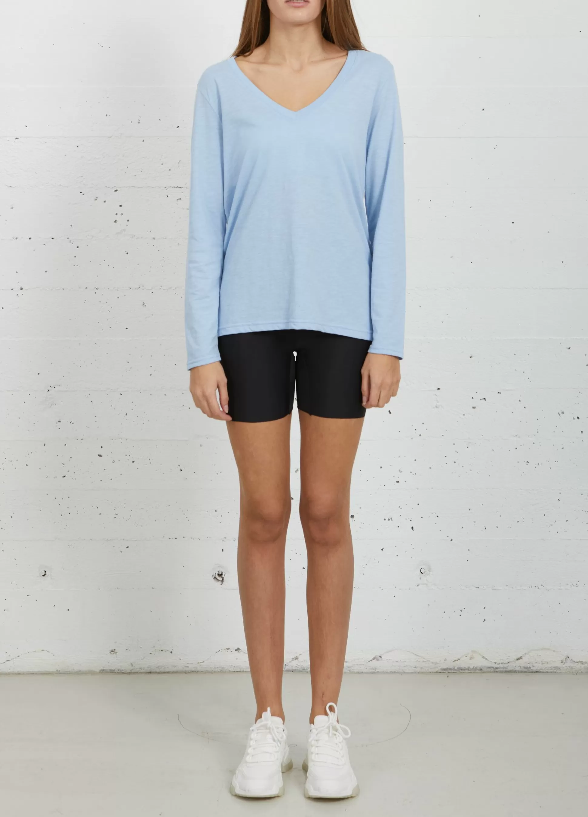 Coster Copenhagen Cc Heart Long Sleeve V-Neck T-Shirt Powder Blue Sale