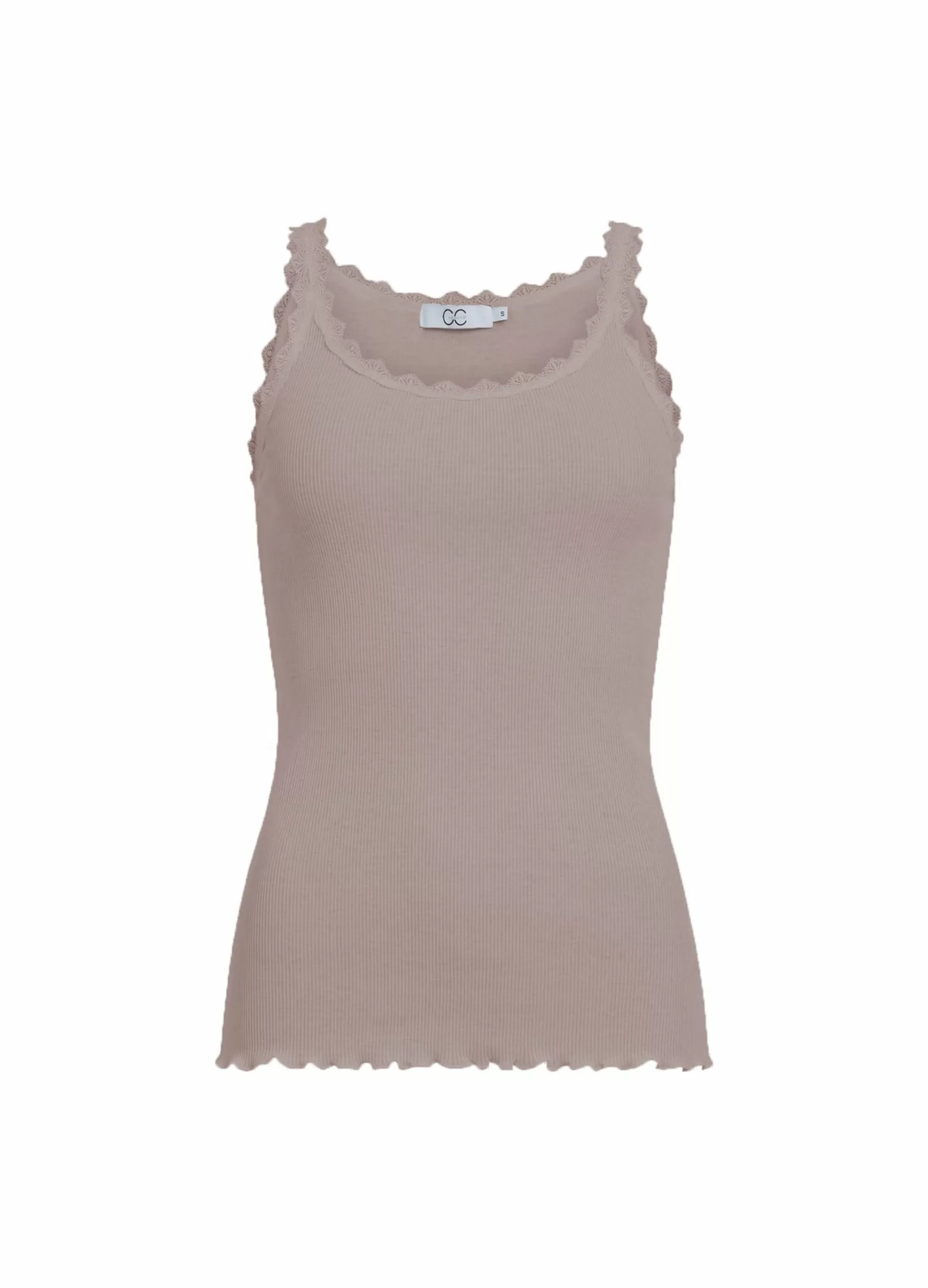 Coster Copenhagen Cc Heart Silk Camisole With Lace Dark Sand Cheap
