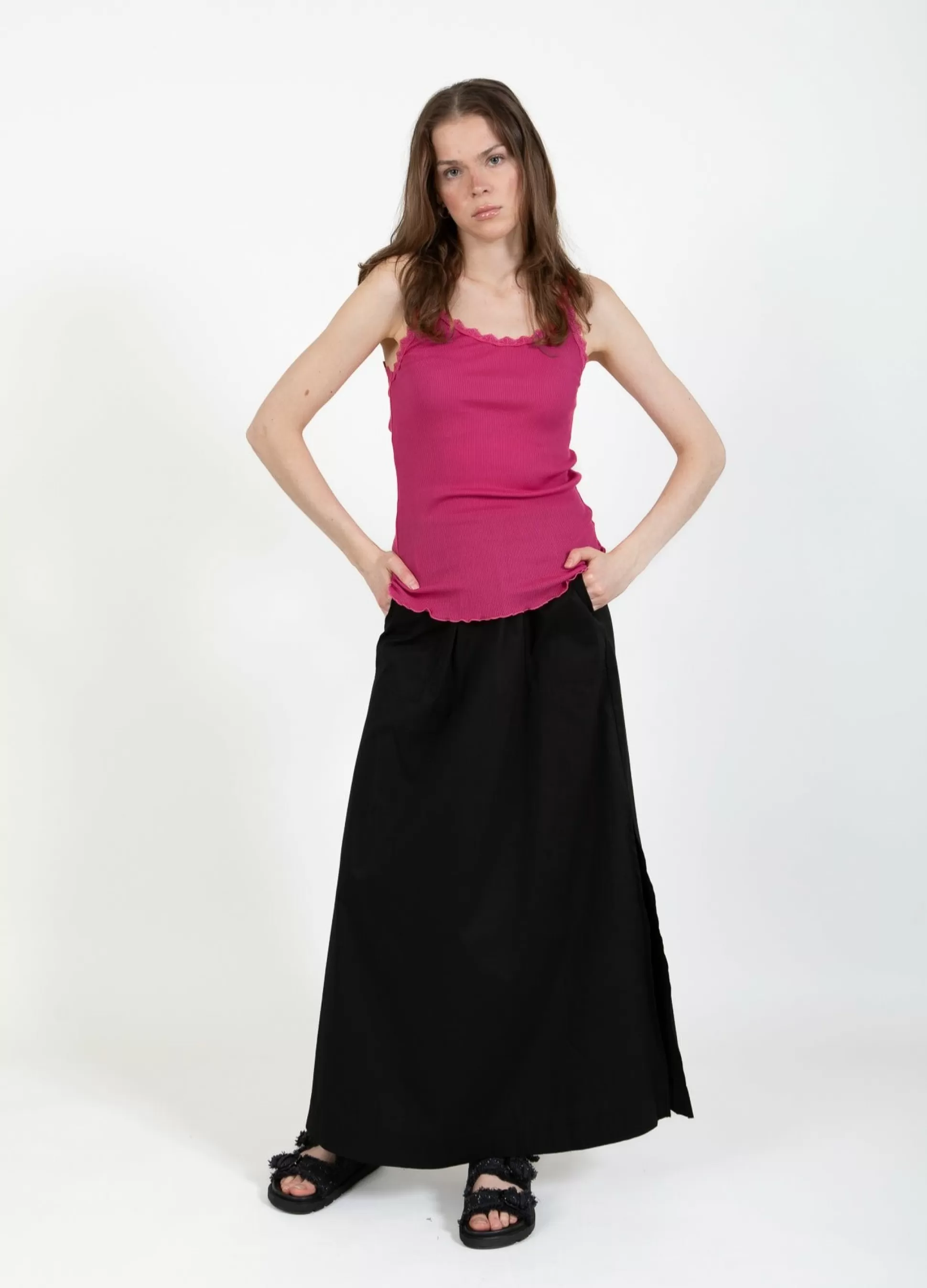 Coster Copenhagen Cc Heart Silk Camisole With Lace Berry Online