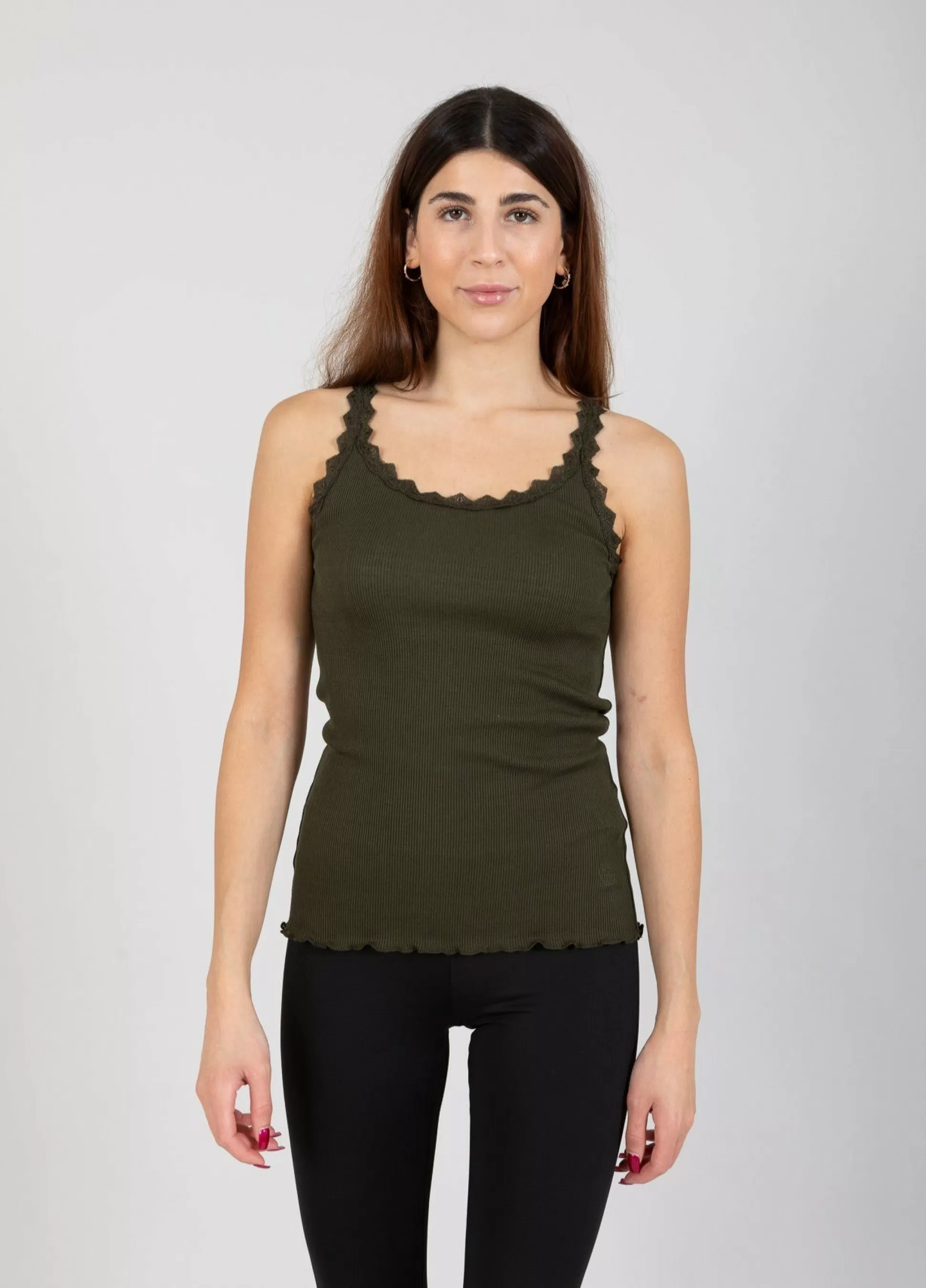 Coster Copenhagen Cc Heart Silk Camisole With Lace Hunter Green Cheap