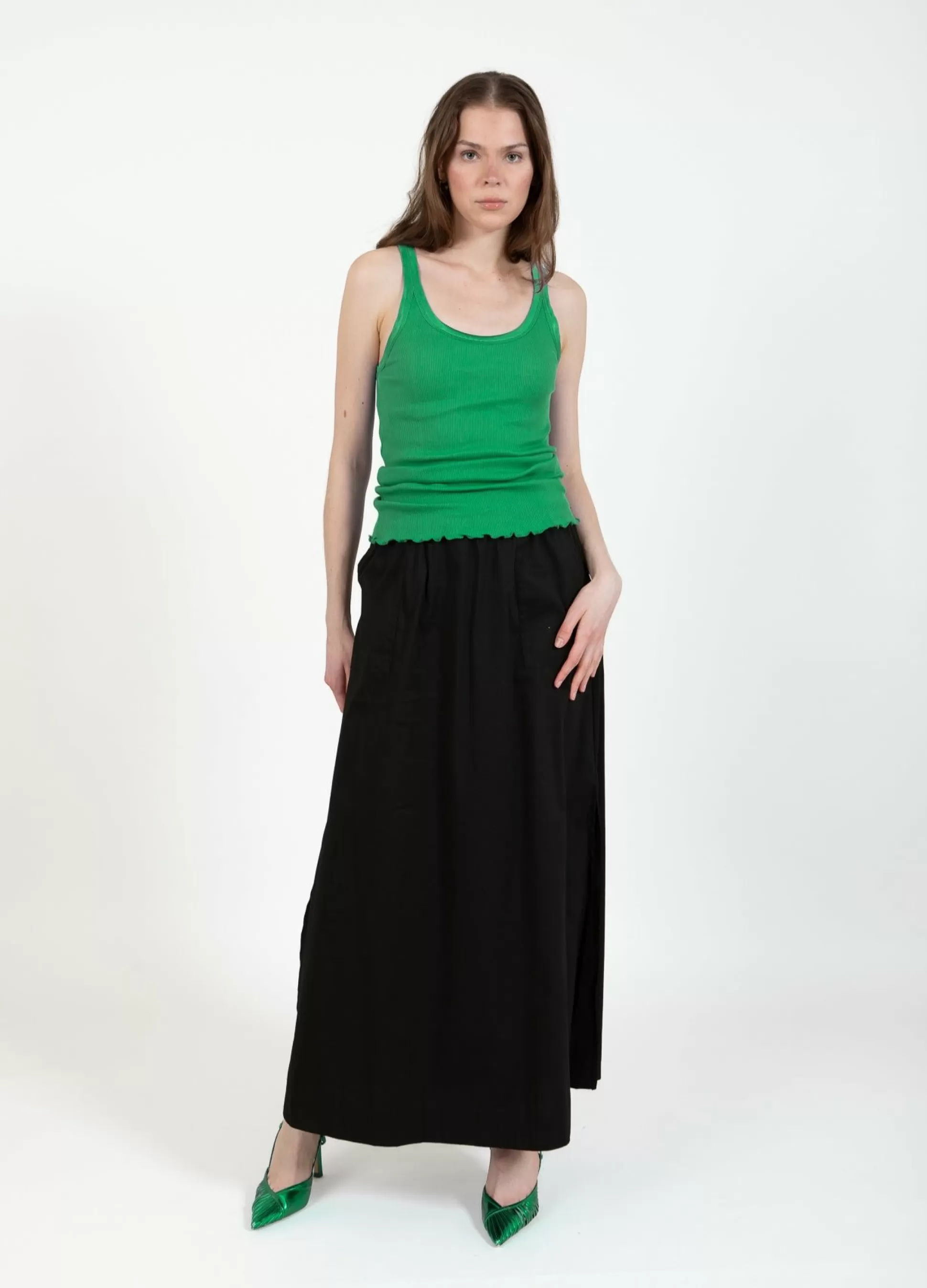 Coster Copenhagen Cc Heart Silk Strappy Top Emerald Green Fashion
