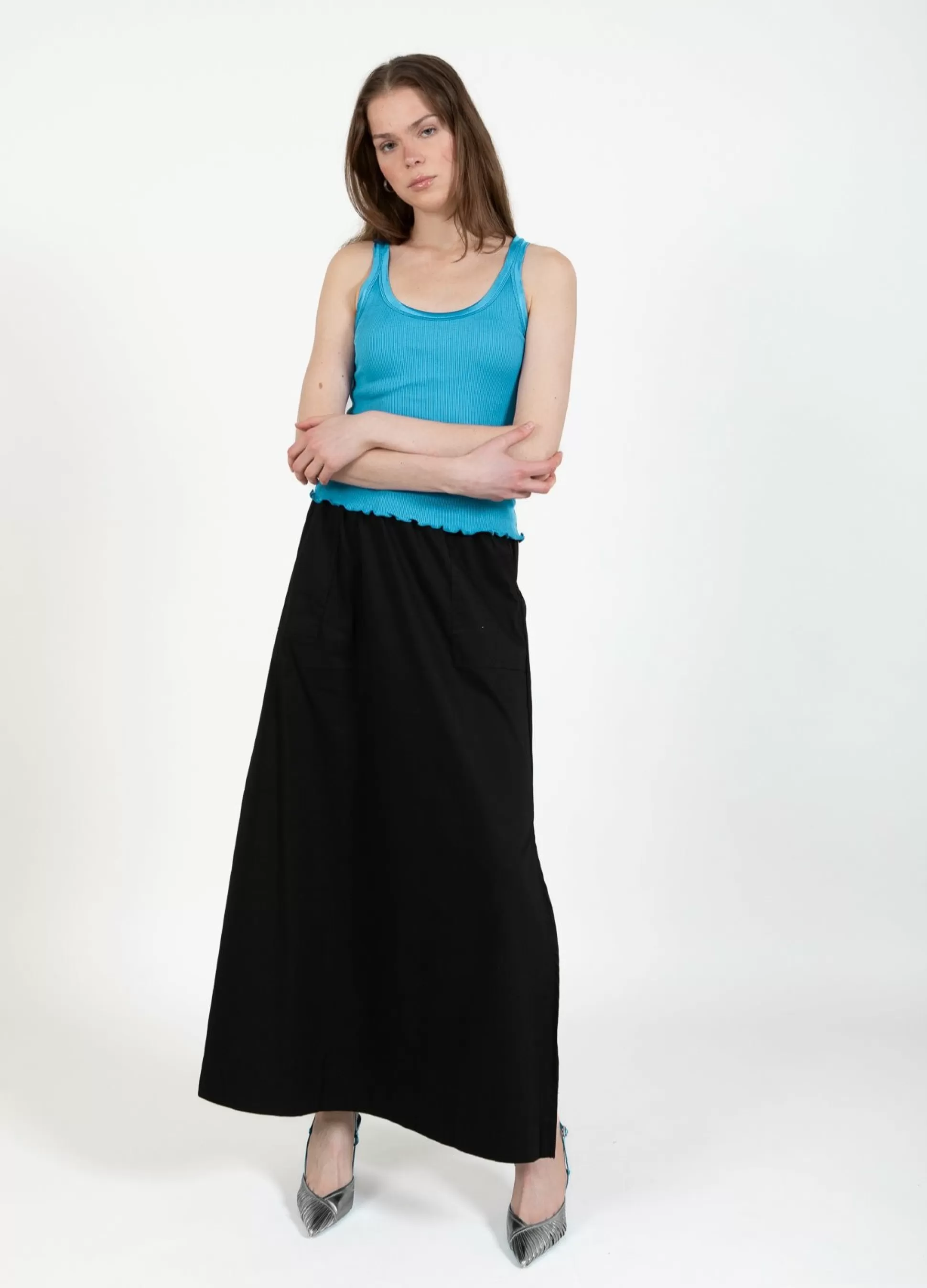 Coster Copenhagen Cc Heart Silk Strappy Top Blue Lagune New