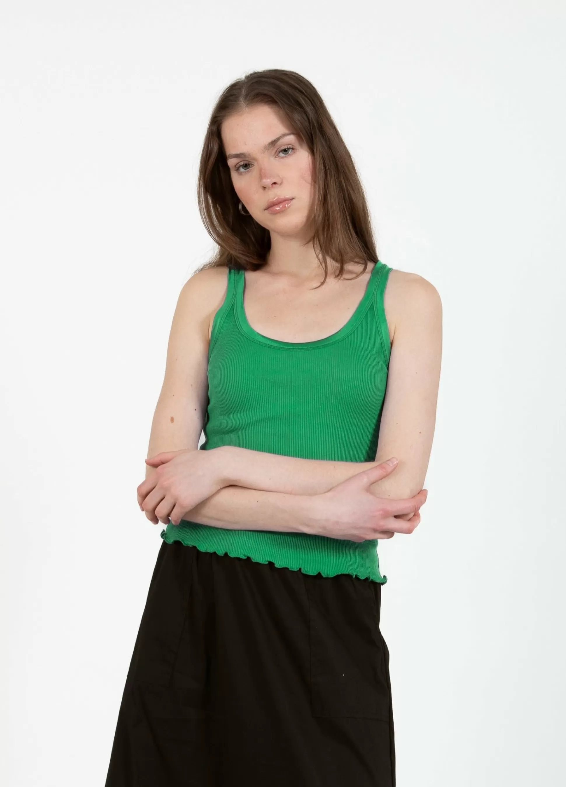 Coster Copenhagen Cc Heart Silk Strappy Top Emerald Green Fashion