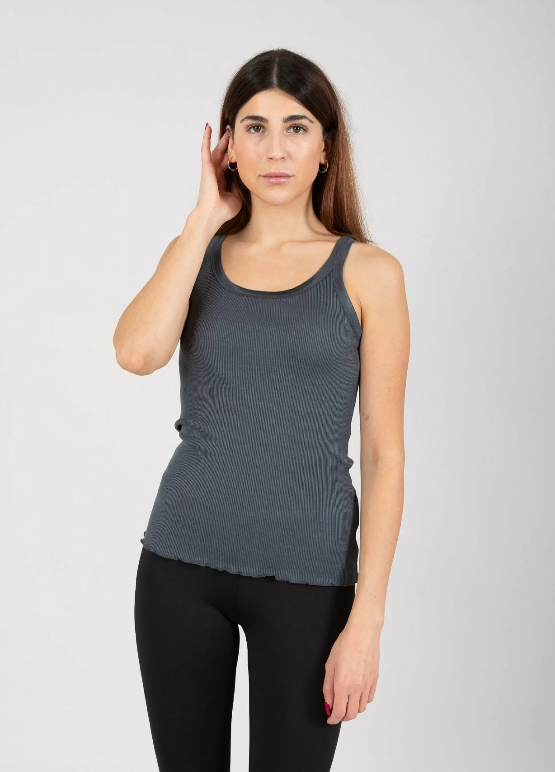 Coster Copenhagen Cc Heart Silk Strappy Top Dark Stone Grey Clearance