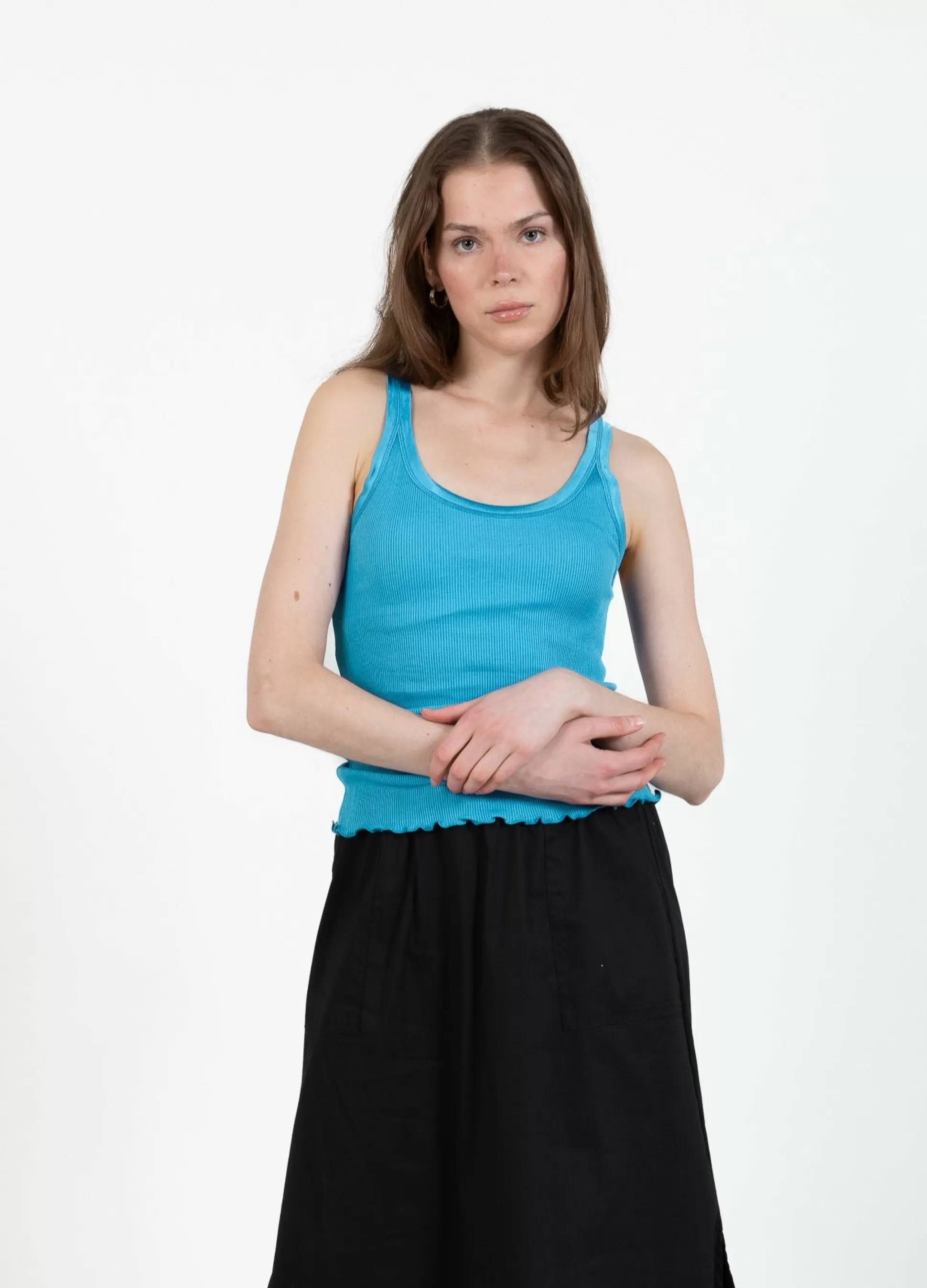 Coster Copenhagen Cc Heart Silk Strappy Top Blue Lagune New