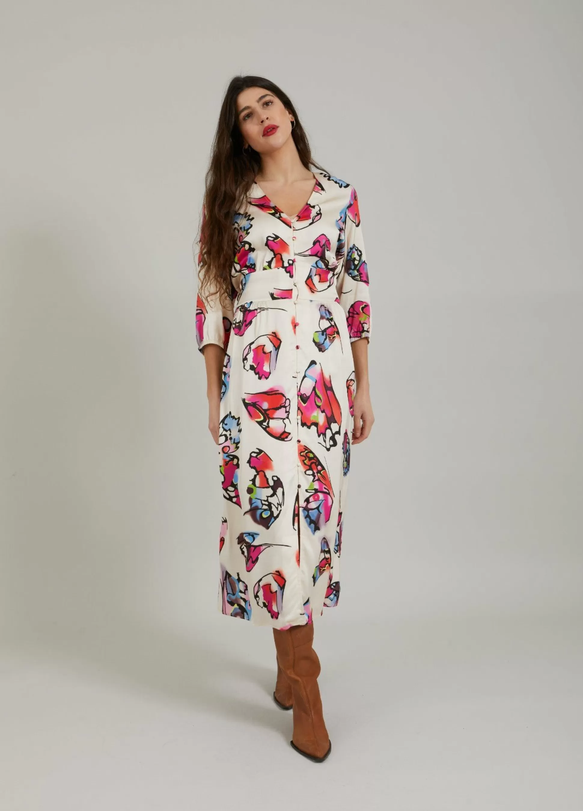 Coster Copenhagen Dress W. Buttons And Butterfly Print Store