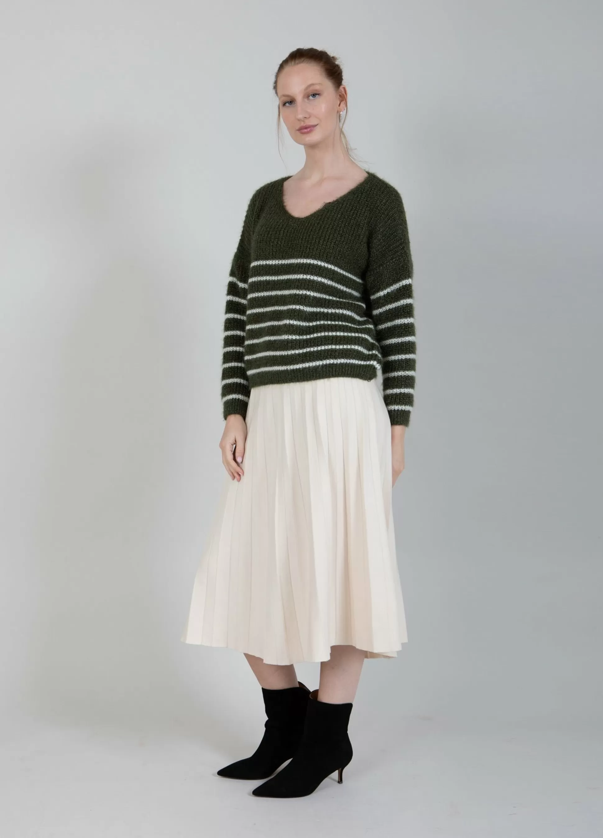 Coster Copenhagen Knit With Stripes Dark Green Shop
