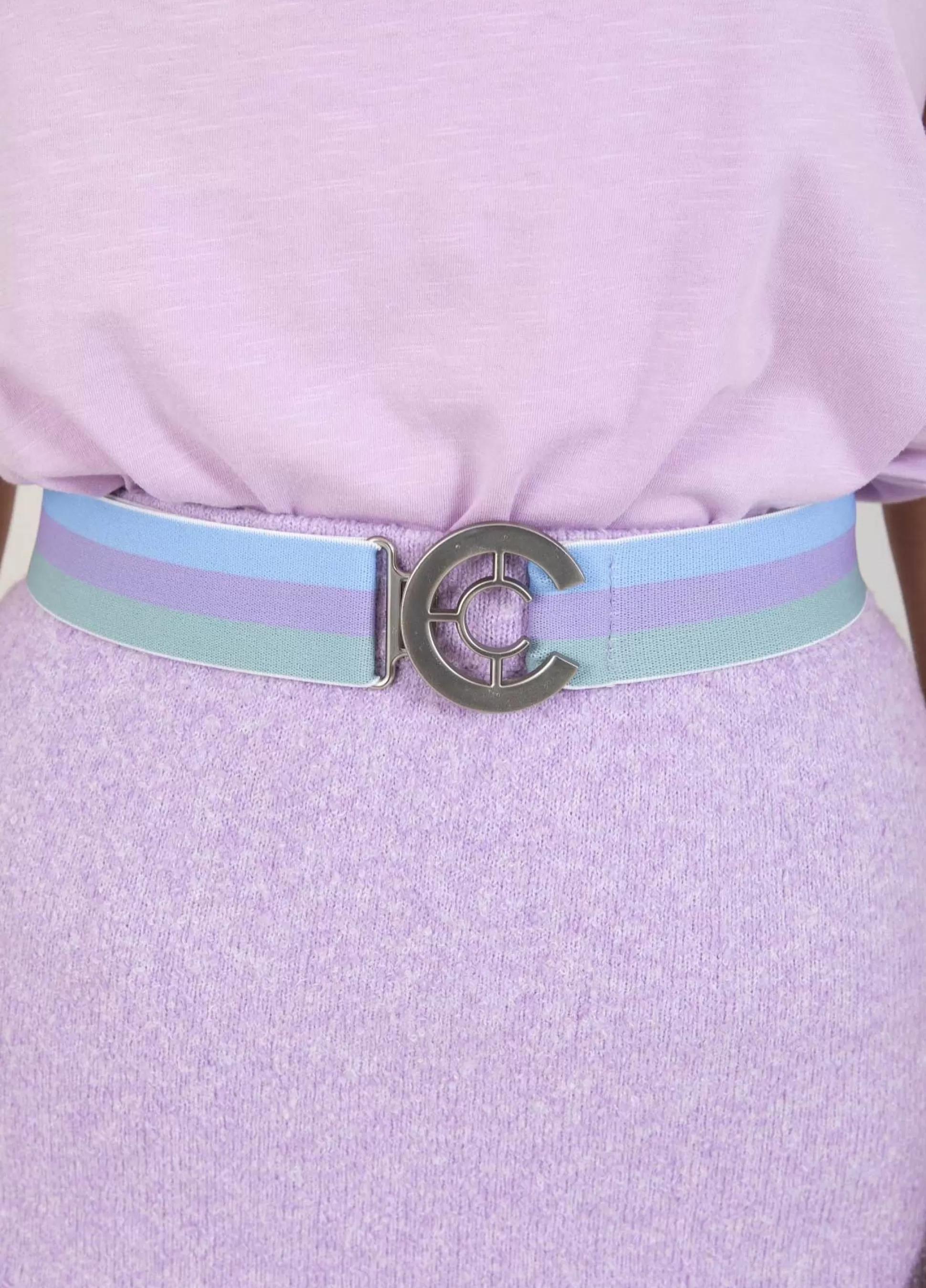 Coster Copenhagen Logo Belt Lavender Stripes Fashion