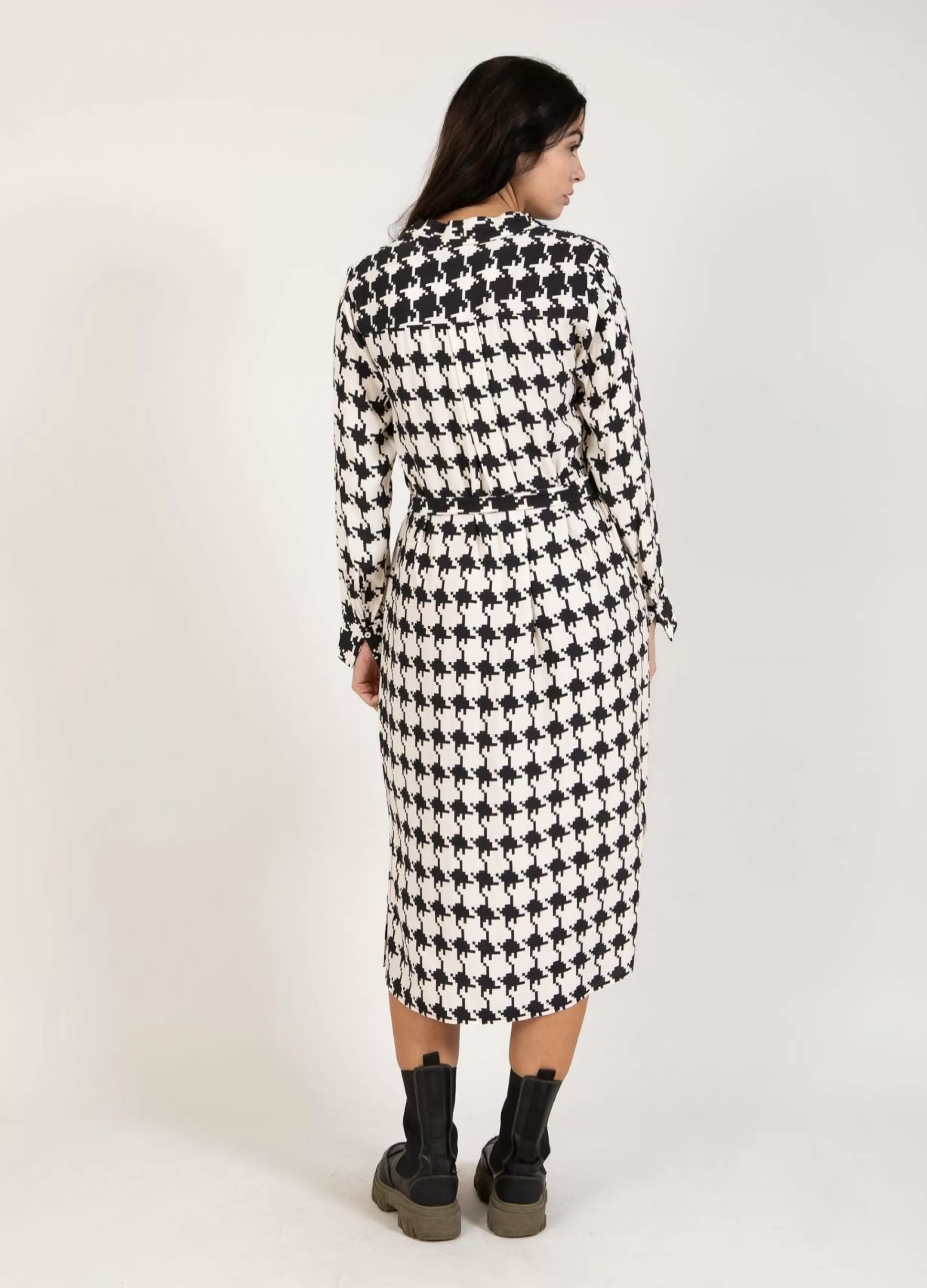 Coster Copenhagen Long Dress In Houndstooth Print Best Sale