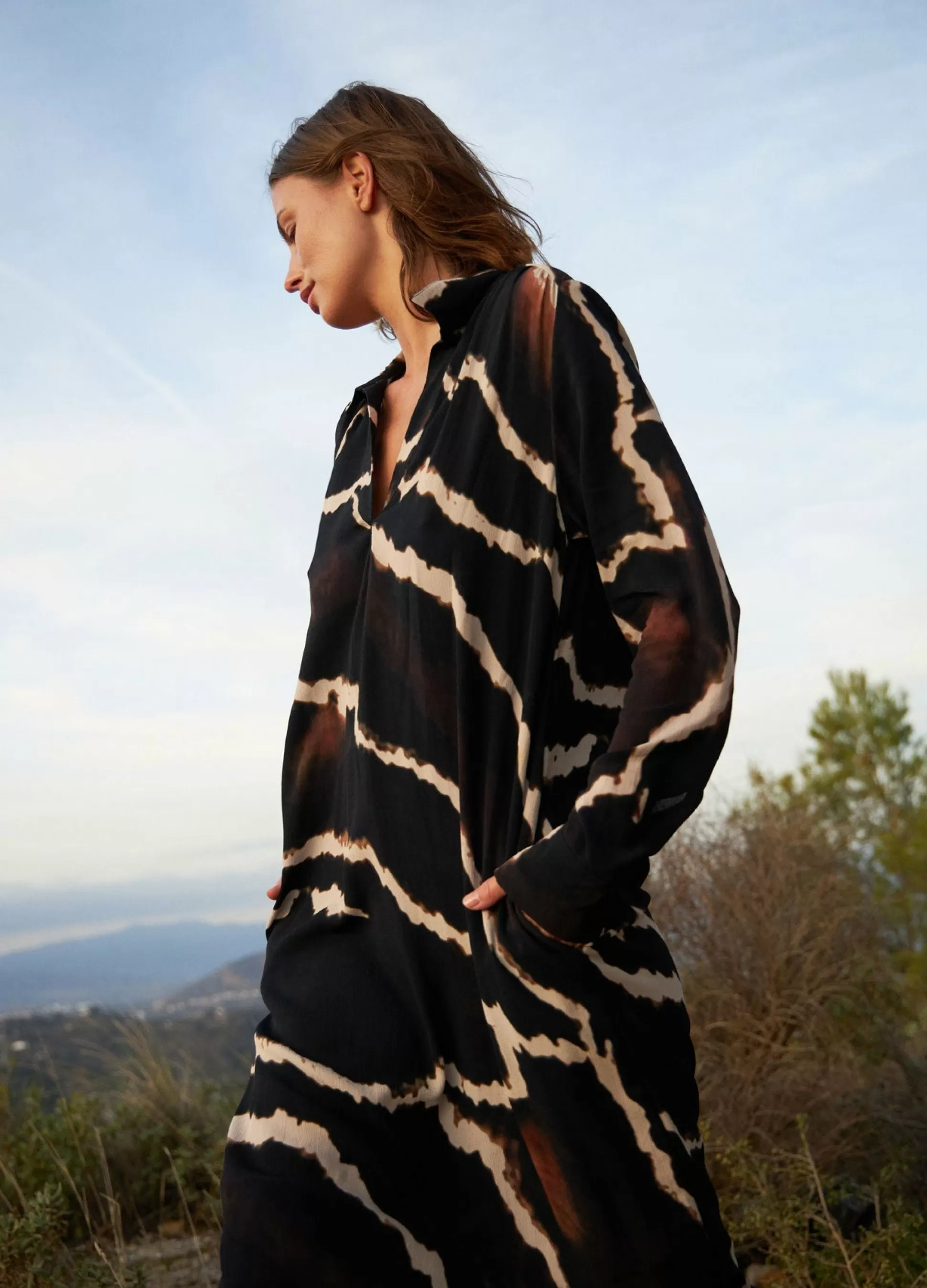 Coster Copenhagen Long Dress In Night Clouds Print Cheap