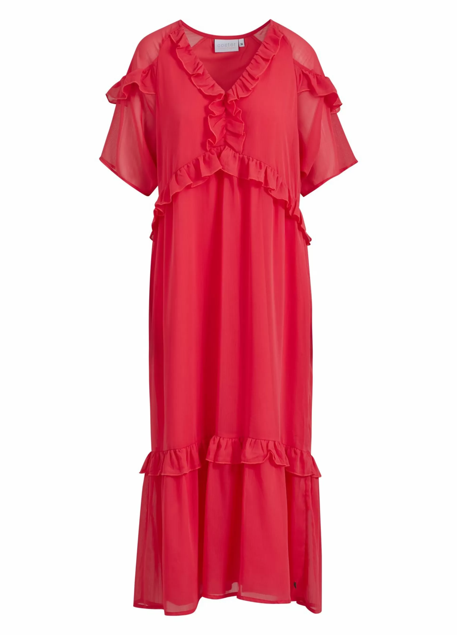 Coster Copenhagen Long Dress W. Frills Coral Pink Cheap