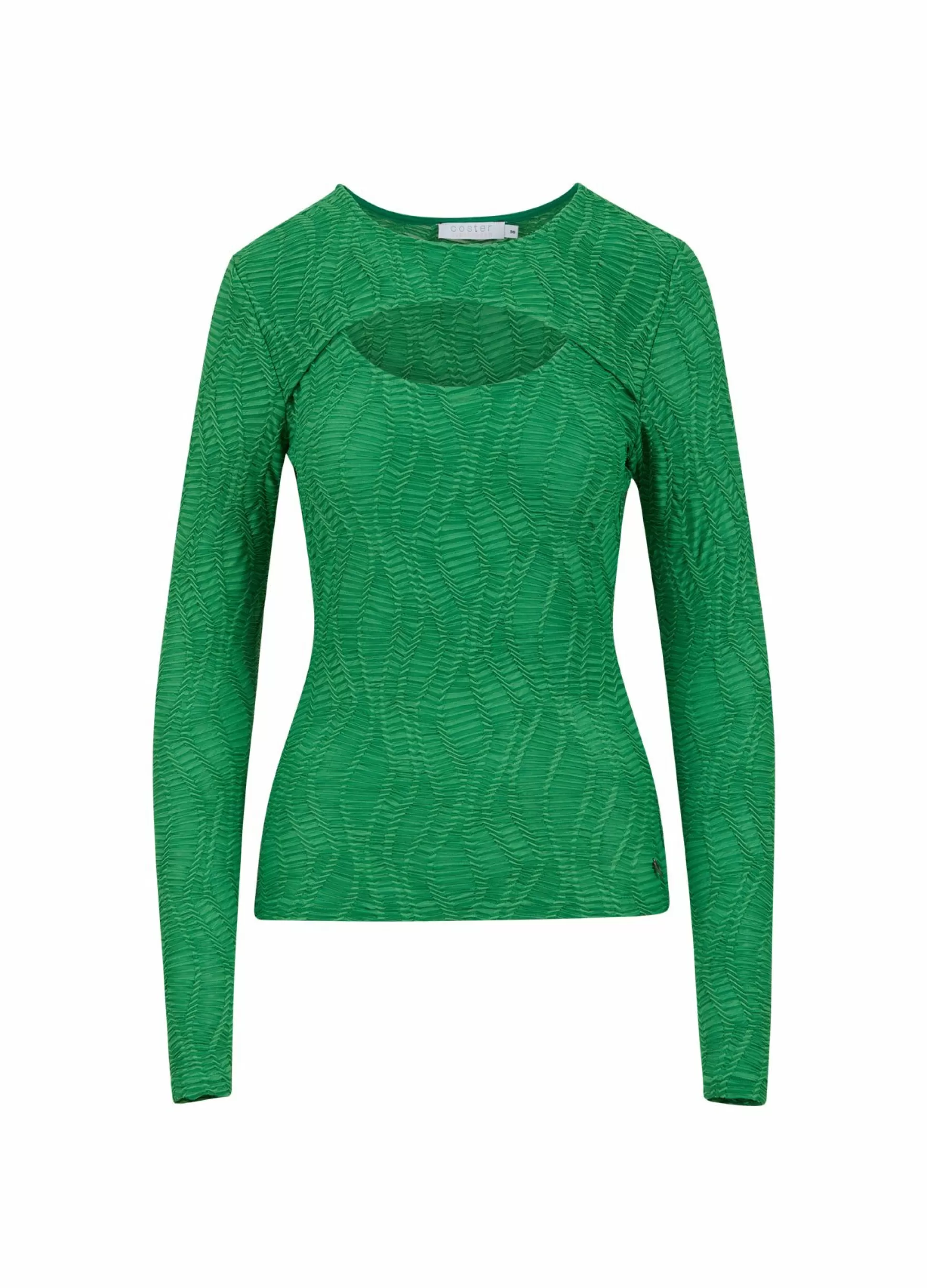 Coster Copenhagen Long Sleeve T-Shirt With Structure Leaf Green Clearance