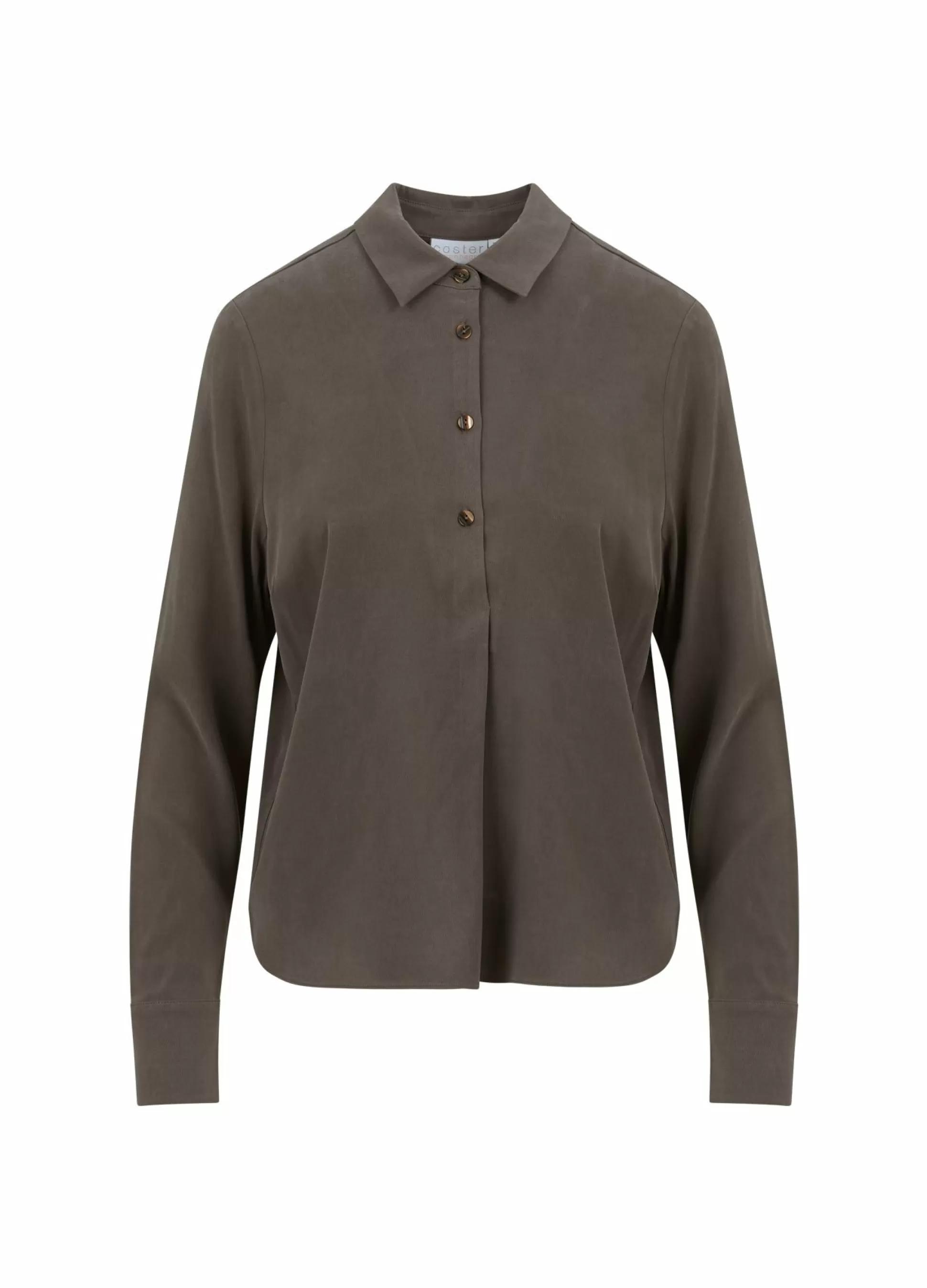 Coster Copenhagen Shirt In Cupro Stretch Dark Mud Sale