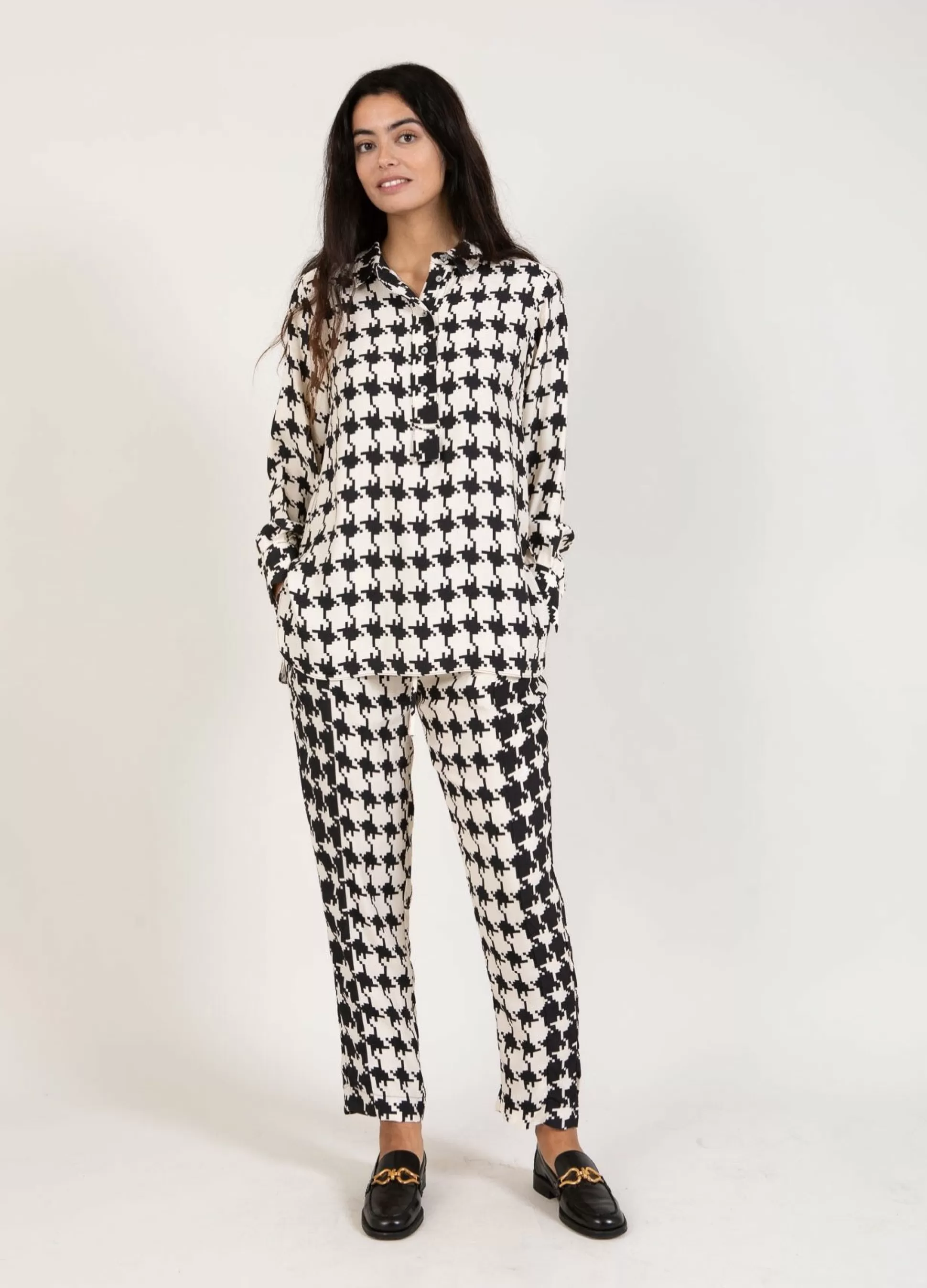 Coster Copenhagen Shirt In Houndstooth Mix Print Store
