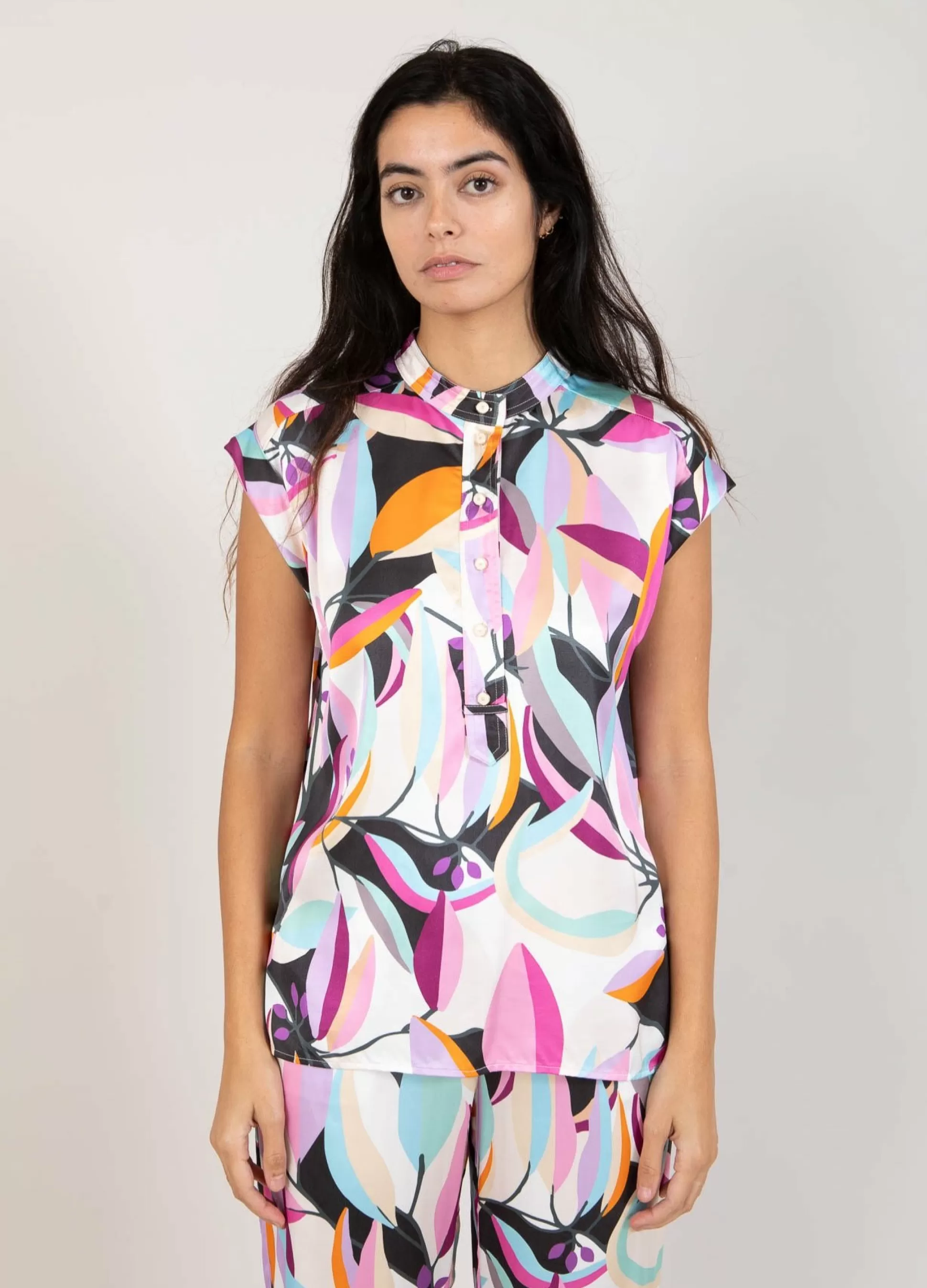 Coster Copenhagen Shirt In Multi Leaf Print Outlet