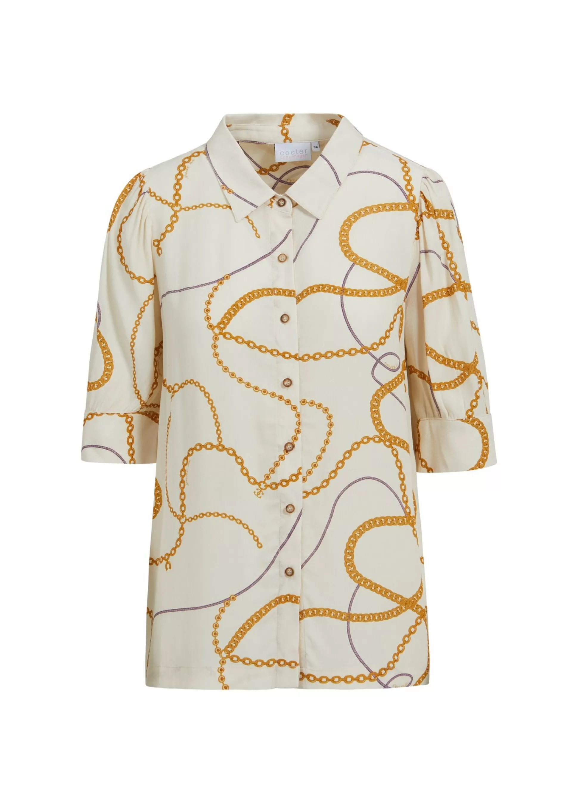 Coster Copenhagen Shirt W. Chain Print And 3/4 Length Sleeves Cheap