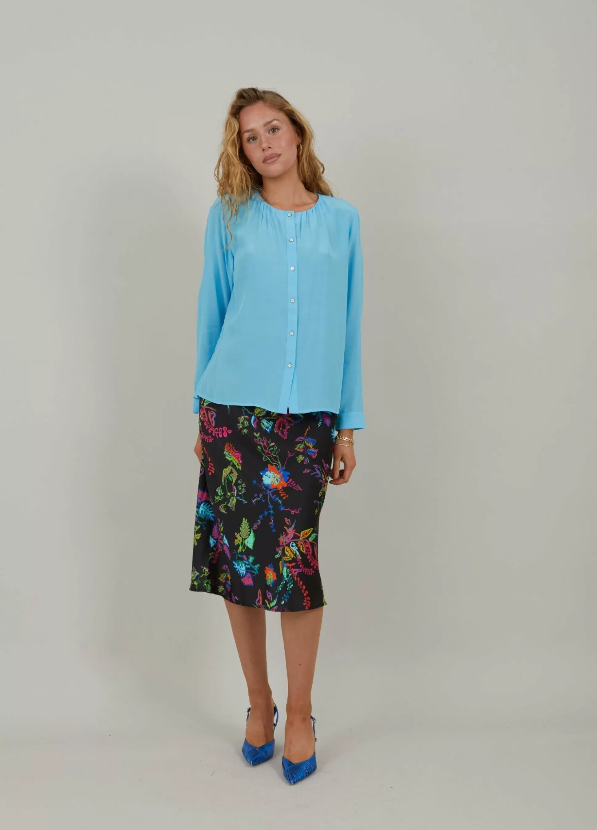 Coster Copenhagen Shirt With Gatherings Coastal Blue Best Sale