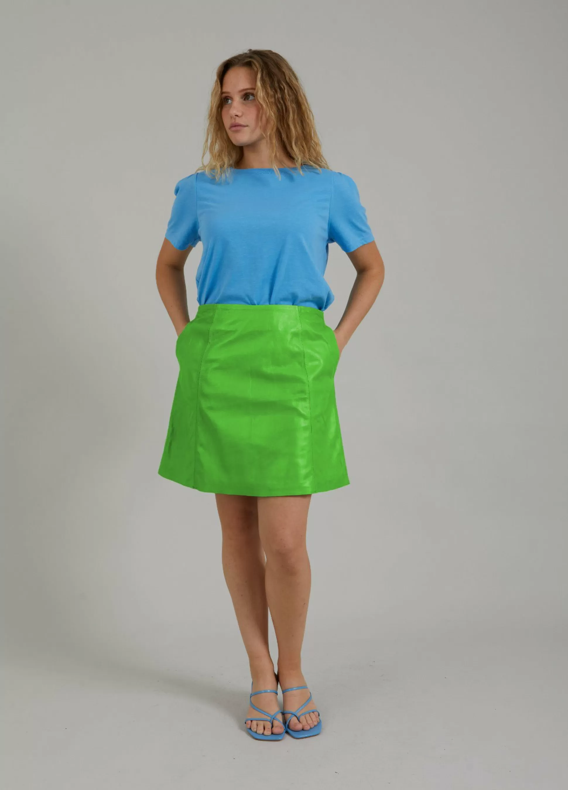 Coster Copenhagen Short A-Line Leather Skirt Fashion