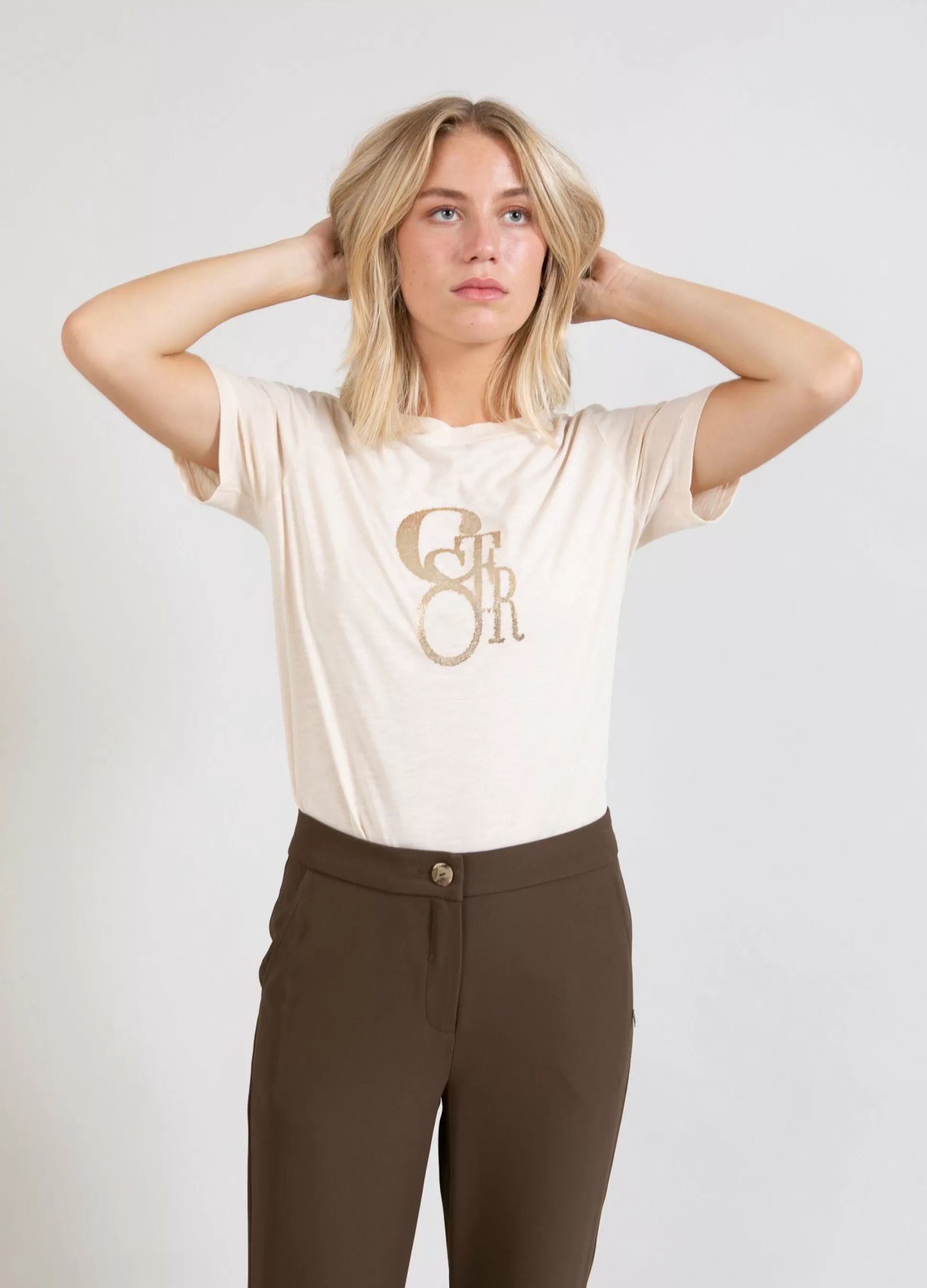 Coster Copenhagen Tee W. Coster Caviar Print Cream Hot
