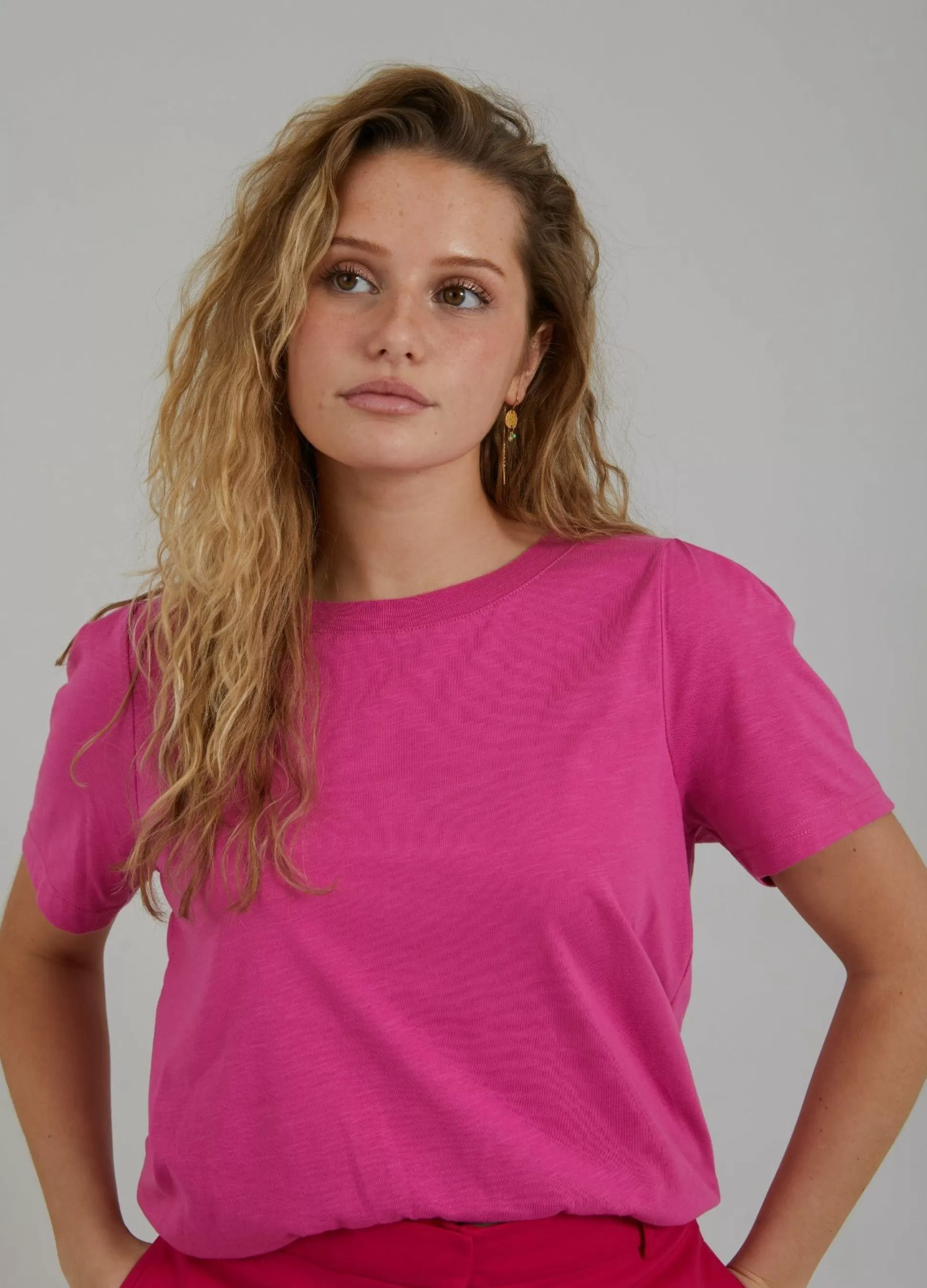 Coster Copenhagen T-Shirt W. Pleats Raspberry Pink Store