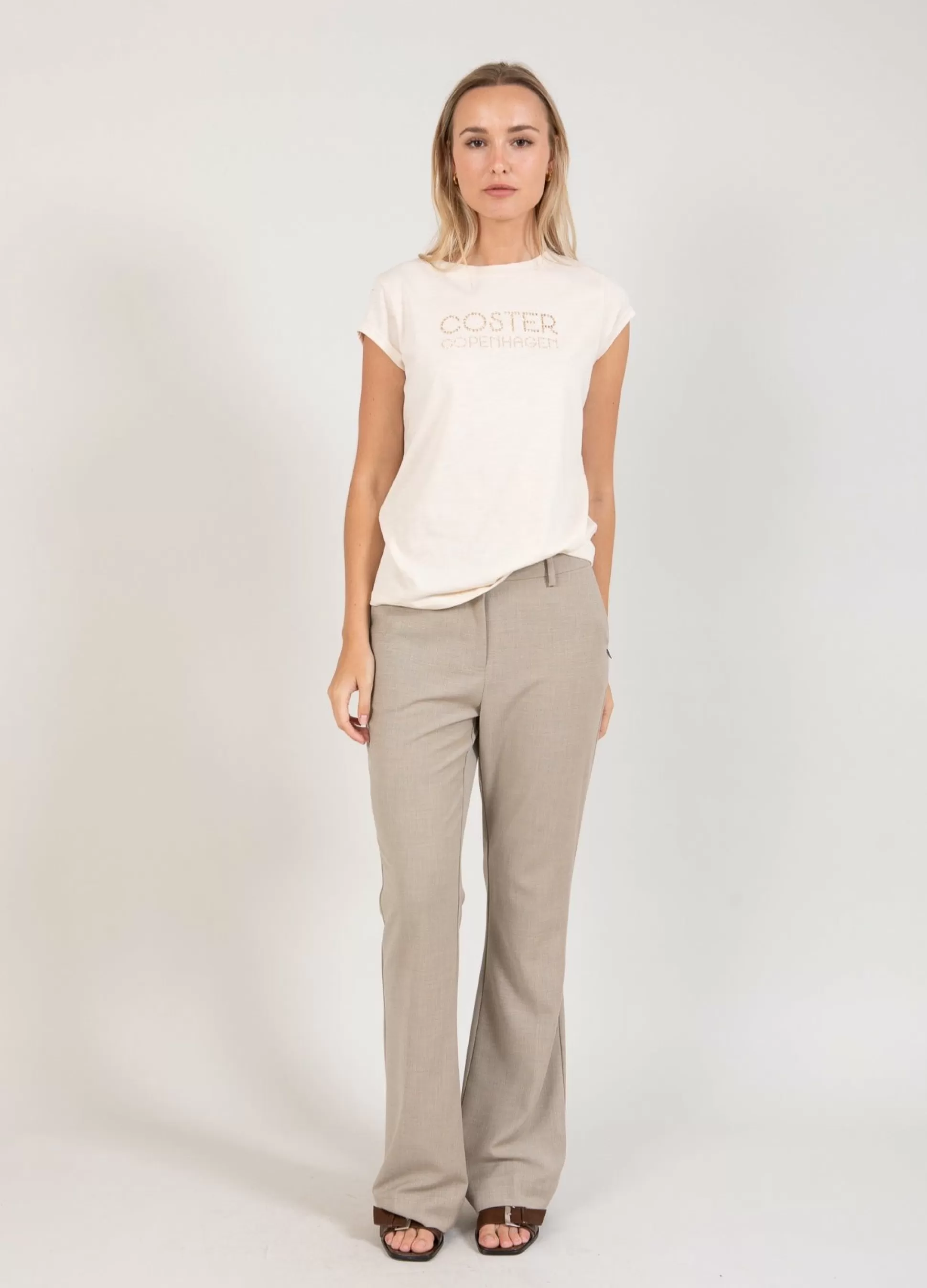 Coster Copenhagen T-Shirt With Coster Logo In Studs Creme Clearance
