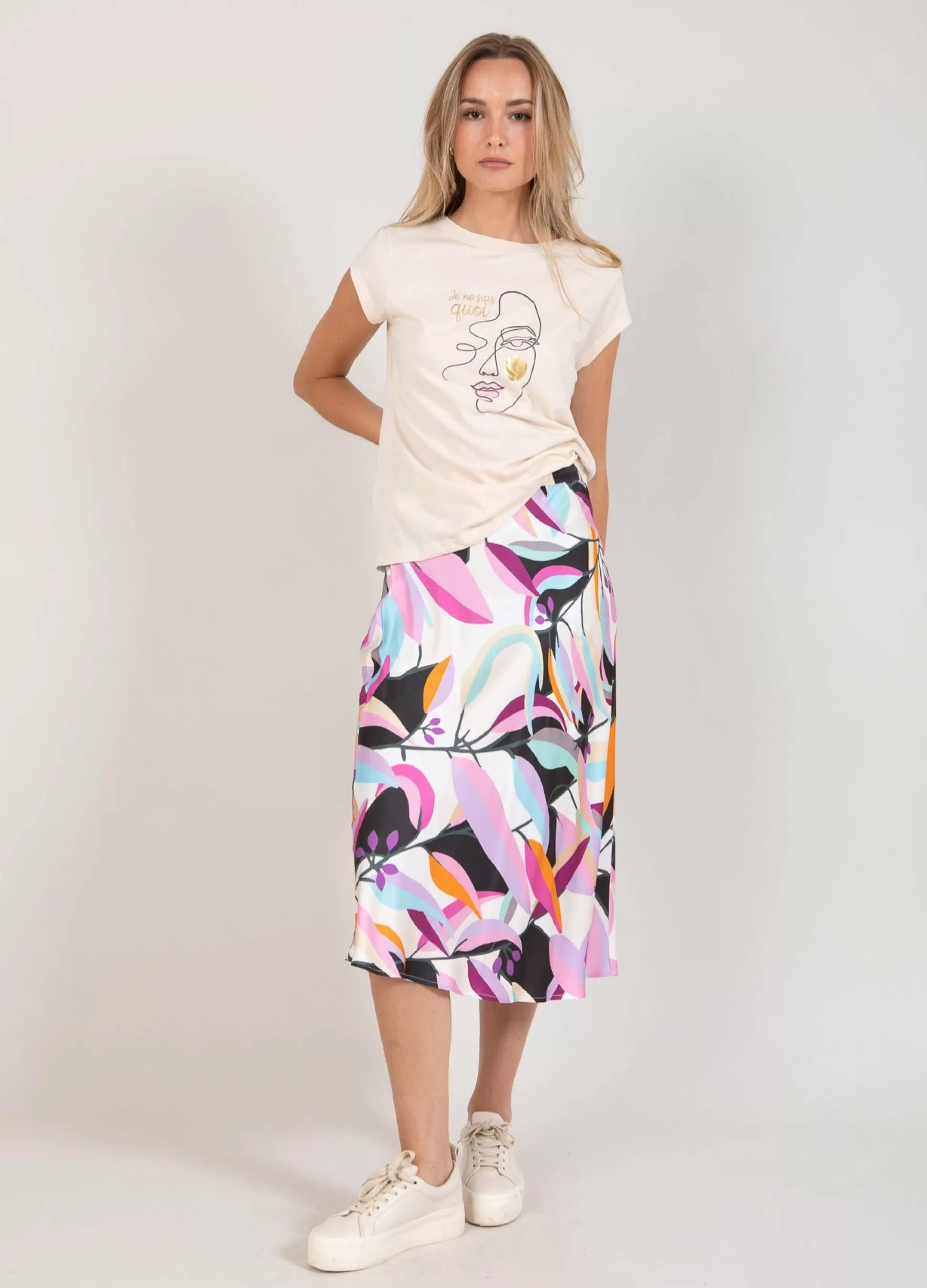 Coster Copenhagen T-Shirt With Face Print Creme Flash Sale