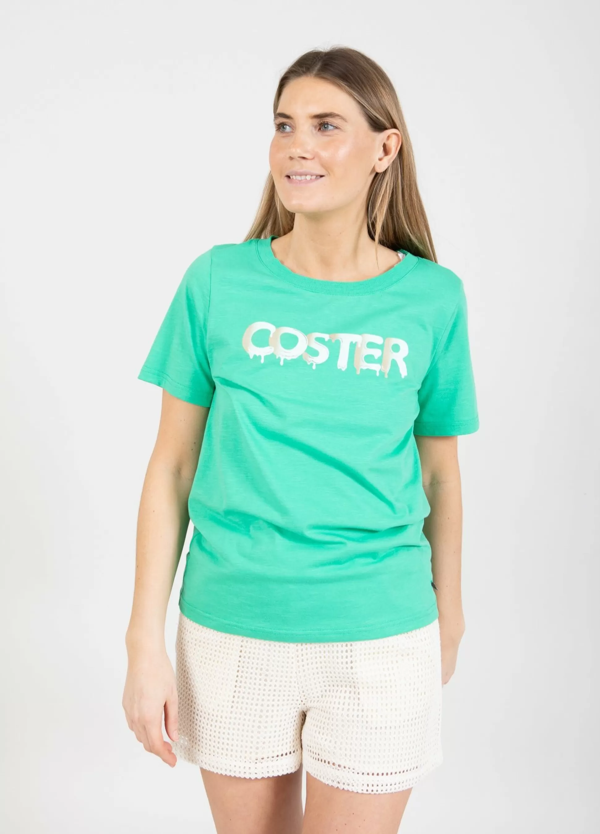 Coster Copenhagen T-Shirt With Grafitti Logo Clover Green Best
