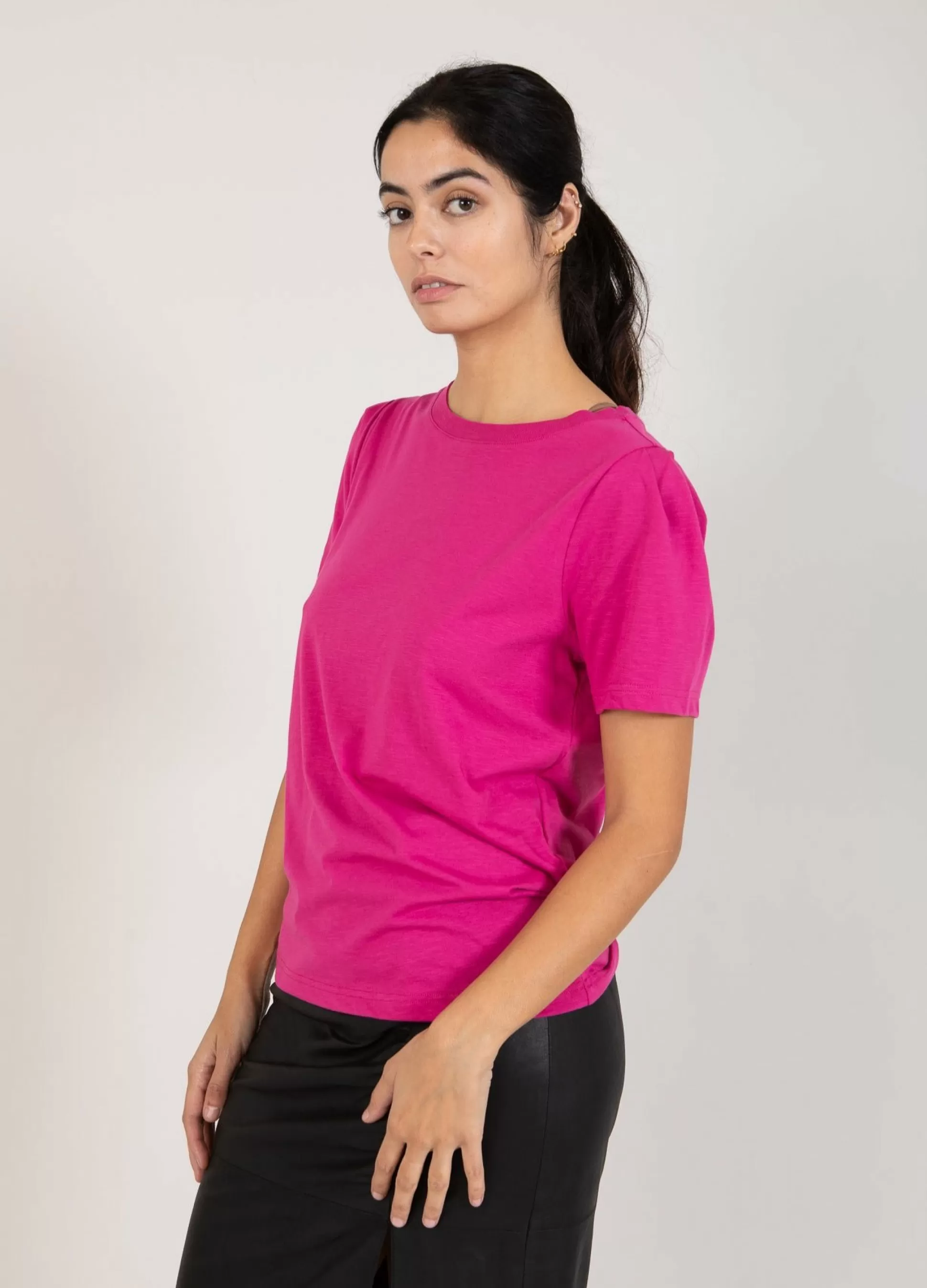 Coster Copenhagen T-Shirt With Pleats Berry Shop