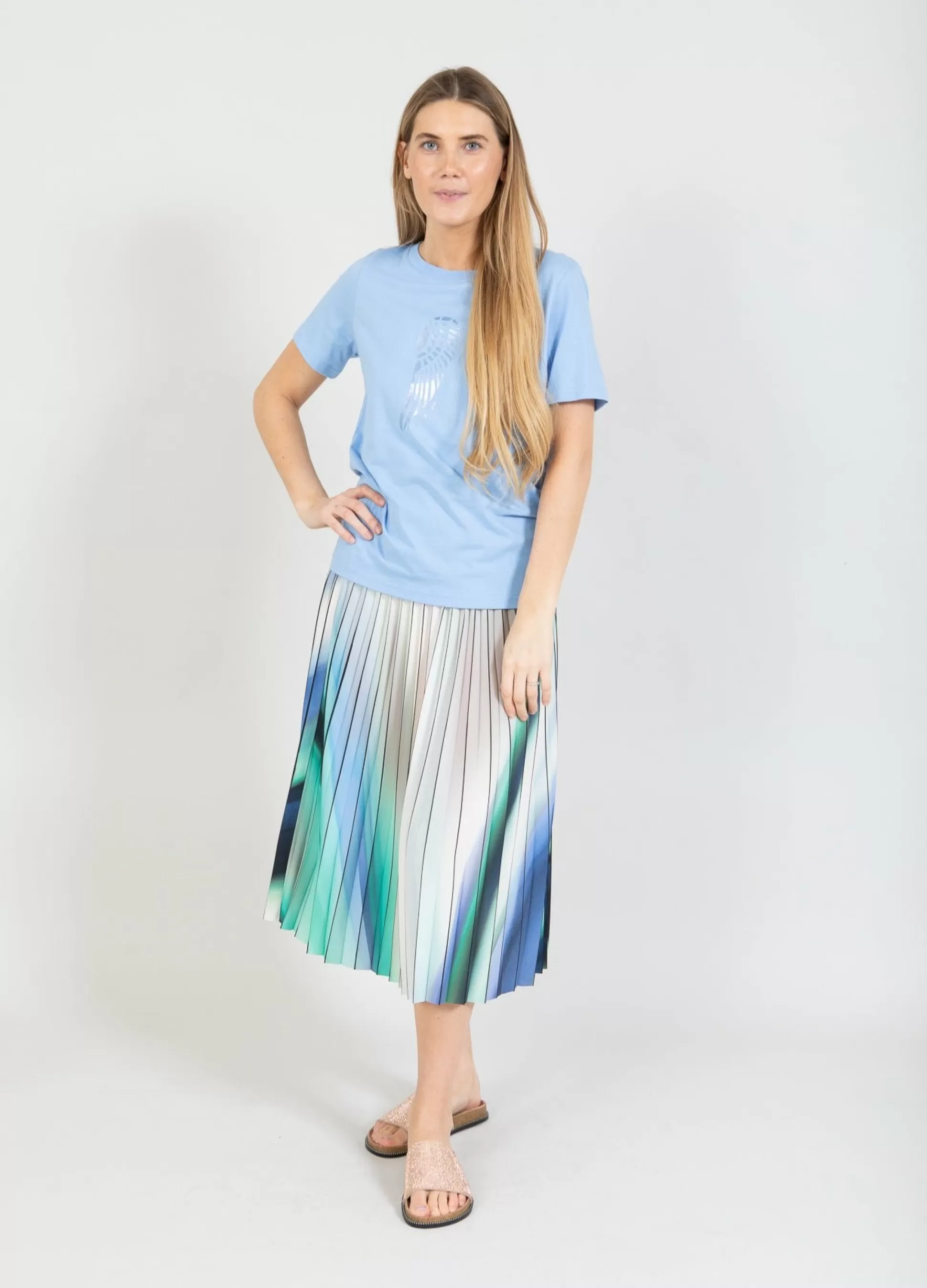 Coster Copenhagen T-Shirt With Wing Bright Sky Blue Cheap