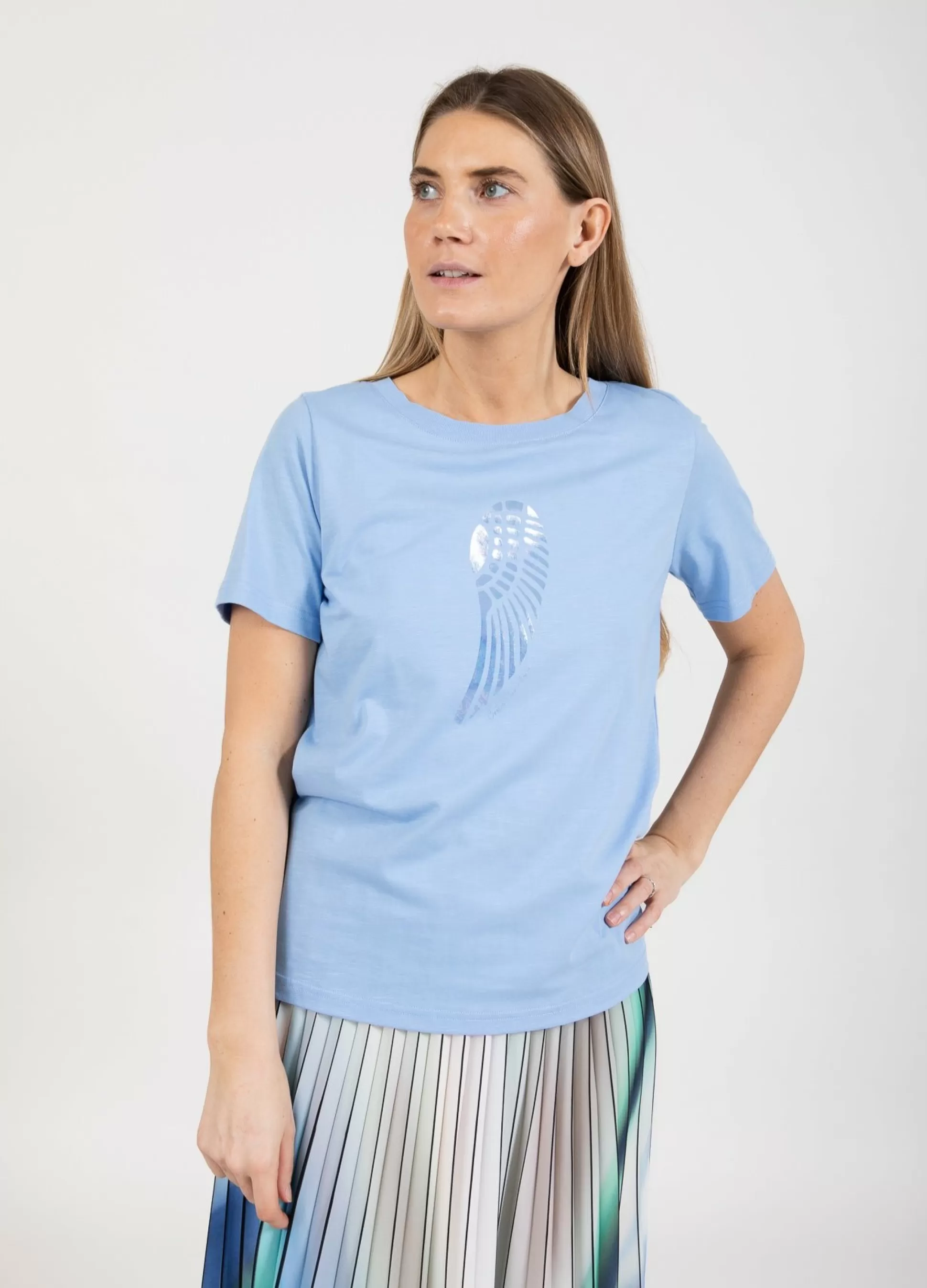 Coster Copenhagen T-Shirt With Wing Bright Sky Blue Cheap