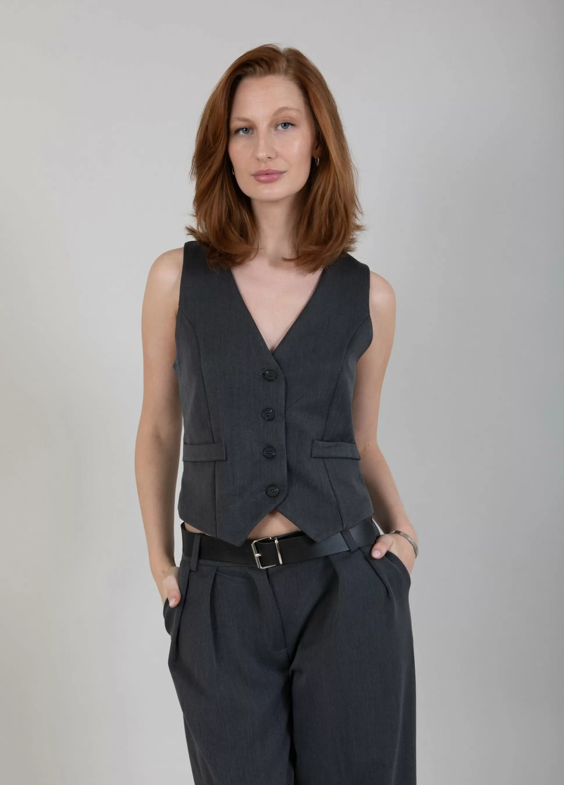 Coster Copenhagen Vest In Grey Melange Cheap