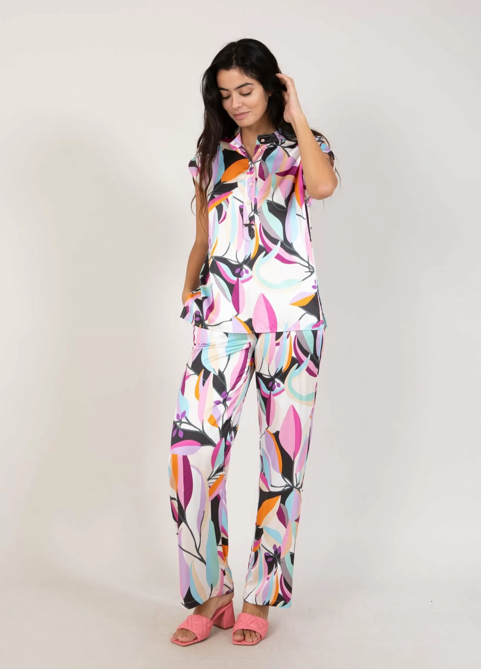 Coster Copenhagen Wide Pants In Multi Leaf Print Best